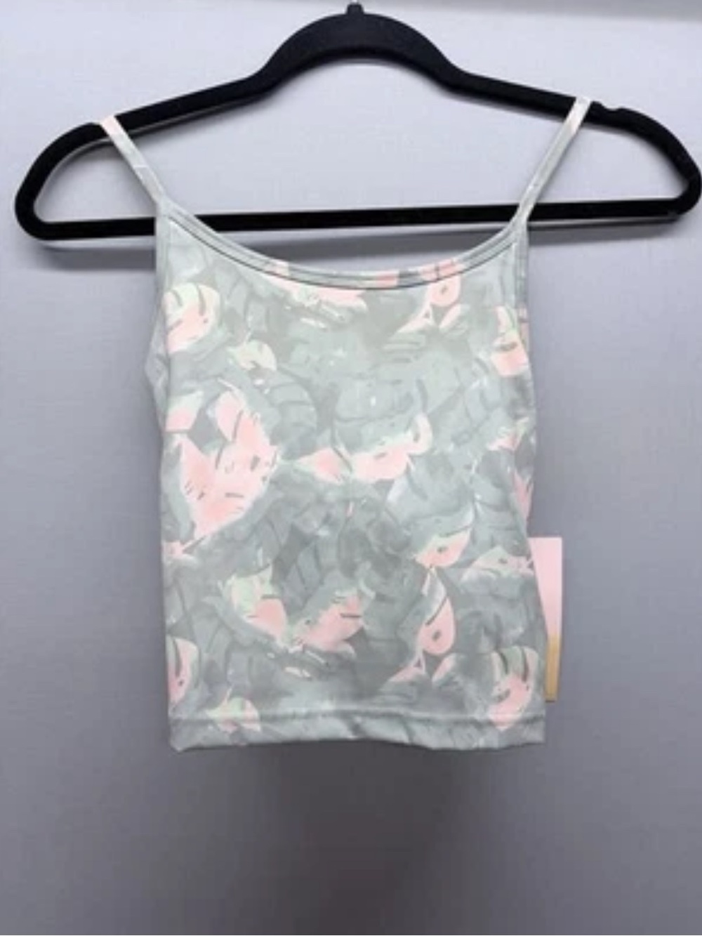 Women’s Light Green Floral Print Cami Workout Top